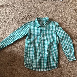 Blue and White checkered button down shirt